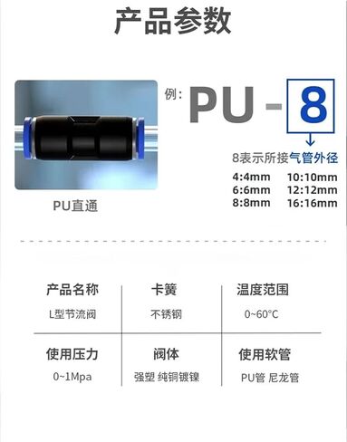 PU PE4-16mm 1/4" OD Tube Push To Connect Quick Release Pneumatic Fitting For Air Compressor Cylinder 1Pcs(11mm,PU) in Saudi Arabia