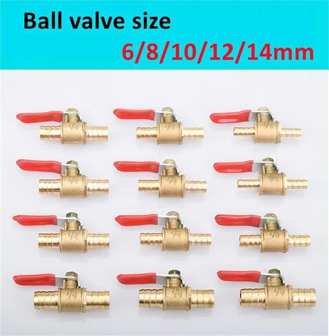 Red Handle Small Valve 6-14mm Hose Barb Inline Brass Water Oil Air Gas Fuel Line Ball Valve Pipe Fittings 1Pcs(OD 6mm,5PCS) in Saudi Arabia