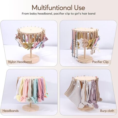 Povetire Baby Baby Hawlder Hair Bow Organizer for Girls ، Hair Hair Ries عرض نايلون شعر تخزين الرأس التفاف. in Kuwait