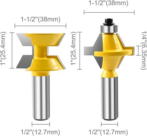1/2" Shank Router Bit Set 120 Degree Woodworking Groove CuttersTungsten Alloy Tenon Cutter with Bearing End Mill in Saudi Arabia