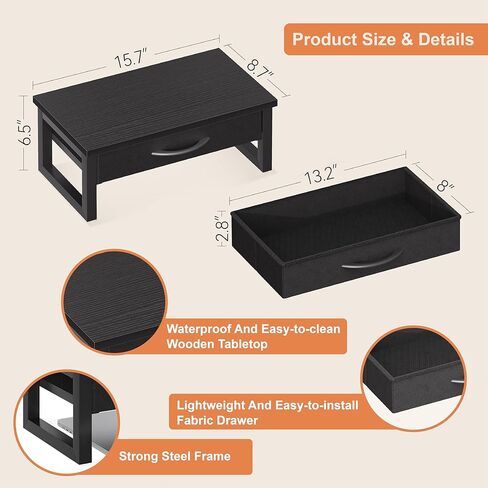 مراقبة الكمبيوتر حامل ، منظمو المكتب والملحقات مع درج ، حامل كمبيوتر محمول من مستويين للمكتب ، تخزين منظم المكاتب ، الخشب in Kuwait