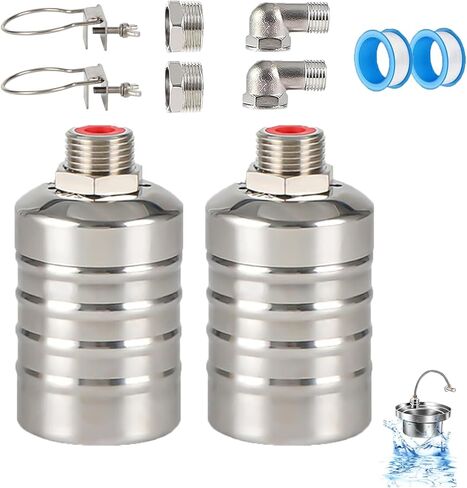 1PCS Automatic Water Level Control Valve, 1/2" to 3/4'' Water Trough Float Valve, 304 Stainless Steel Float Valve for Water Tank, Pool, Livestock in Kuwait