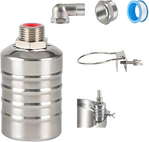1PCS Automatic Water Level Control Valve, 1/2" to 3/4'' Water Trough Float Valve, 304 Stainless Steel Float Valve for Water Tank, Pool, Livestock in Kuwait