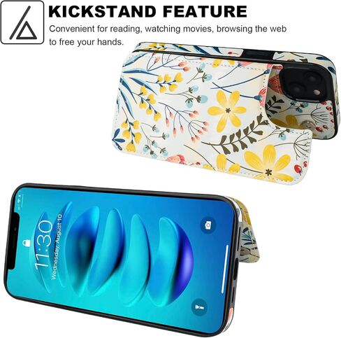 HAOPINSH for iPhone 14 Case Wallet Compatible with MagSafe Wireless Charging, Floral Flower Pattern Back Flip Folio RFID Blocking Leather Kickstand Card Slots Case Double Magnetic Clasp Cover 6.1" in Kuwait