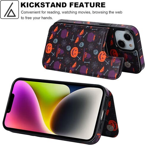 HAOPINSH for iPhone 14 Case Wallet Compatible with MagSafe Wireless Charging, Floral Flower Pattern Back Flip Folio RFID Blocking Leather Kickstand Card Slots Case Double Magnetic Clasp Cover 6.1" in Kuwait