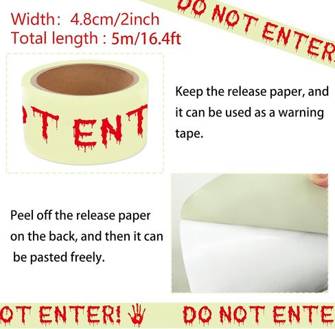 Glow in The Dark Halloween Decorations Caution Tape 2inx16.4ft Do Not Enter Scary Caution Tape Roll Hazard Warning Tapes Indoor Outdoor Barricade Safety Spooky DIY Home Party Door Danger Zones Office in Saudi Arabia