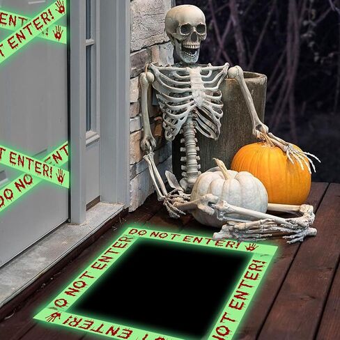 Glow in The Dark Halloween Decorations Caution Tape 2inx16.4ft Do Not Enter Scary Caution Tape Roll Hazard Warning Tapes Indoor Outdoor Barricade Safety Spooky DIY Home Party Door Danger Zones Office in Saudi Arabia