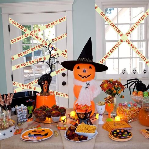 Glow in The Dark Halloween Decorations Caution Tape 2inx16.4ft Do Not Enter Scary Caution Tape Roll Hazard Warning Tapes Indoor Outdoor Barricade Safety Spooky DIY Home Party Door Danger Zones Office in Saudi Arabia