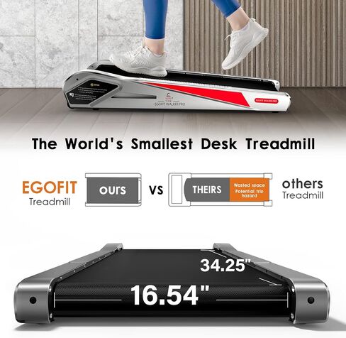egofit Walker Pro/Plus أصغر تحت لوحة المشي جهاز المشي ، حلقة مفرغة صغيرة ومدمجة مع ميل ثابت بنسبة 5 ٪ لتناسب المكتب بشكل مثالي والمنزل والمكتب مع التطبيق والتحكم عن بعد in Saudi Arabia