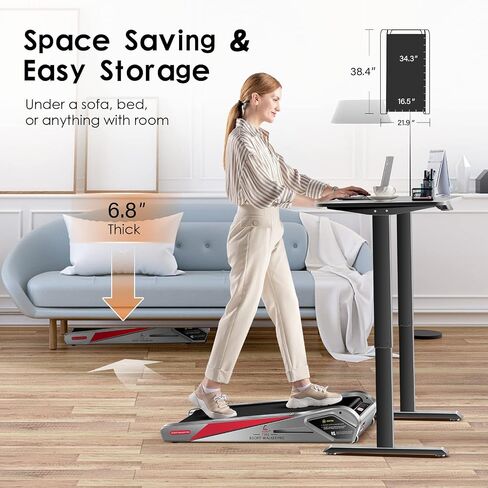 egofit Walker Pro/Plus أصغر تحت لوحة المشي جهاز المشي ، حلقة مفرغة صغيرة ومدمجة مع ميل ثابت بنسبة 5 ٪ لتناسب المكتب بشكل مثالي والمنزل والمكتب مع التطبيق والتحكم عن بعد in Saudi Arabia