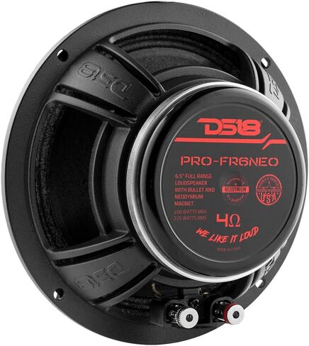 DS18 PRO-FR6NEO Loudspeaker- 6.5", Full-Range, Silver Aluminum Bullet, 450W Max, 225W RMS, 4 Ohms, Neodymium Magnet - The Most Elegant Neodymium Full Range Loudspeakers Available (Renewed) in Saudi Arabia