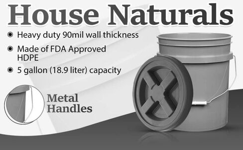 House Naturals 5 جالون فائدة مصنوعة في الولايات المتحدة الأمريكية لايم دلو البلاستيك الأخضر مع المسمار على الهواء ضيقة حشية مزدوجة (3 عبوات) in Kuwait