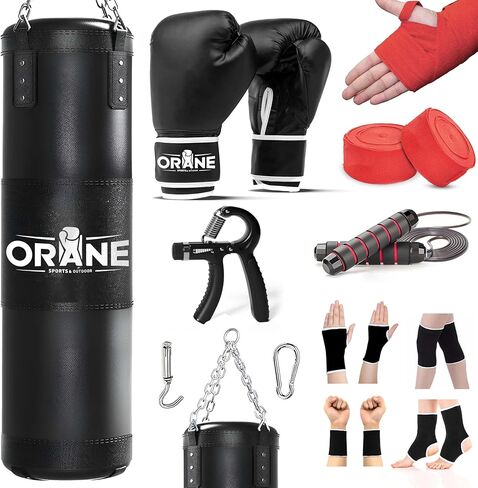ORANE Punching Bag for Adults, 4FT PU Heavy Boxing Bag Set, Punching Bag with 12OZ Boxing Gloves, Chains, Hand Wraps, Best for MMA, Karate, Kickboxing, Martial Arts, Home Gym Training – Unfilled in Saudi Arabia