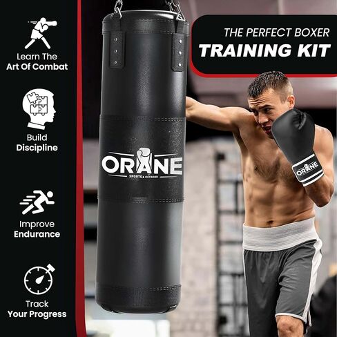 ORANE Punching Bag for Adults, 4FT PU Heavy Boxing Bag Set, Punching Bag with 12OZ Boxing Gloves, Chains, Hand Wraps, Best for MMA, Karate, Kickboxing, Martial Arts, Home Gym Training – Unfilled in Saudi Arabia