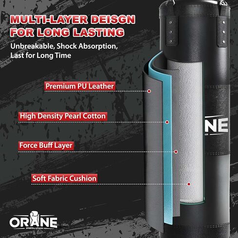 ORANE Punching Bag for Adults, 4FT PU Heavy Boxing Bag Set, Punching Bag with 12OZ Boxing Gloves, Chains, Hand Wraps, Best for MMA, Karate, Kickboxing, Martial Arts, Home Gym Training – Unfilled in Saudi Arabia
