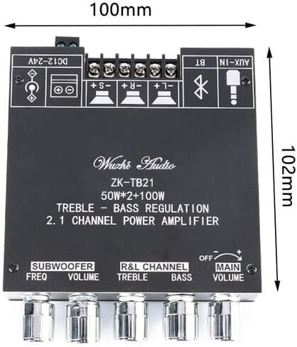 ZK-TB21 100W+100W 2.1 لوحة مكبر للصوت المتوافقة مع قناة 200W HIFI AMP AMP مع TREBLE و BASS CONTROL BT 5 in Saudi Arabia