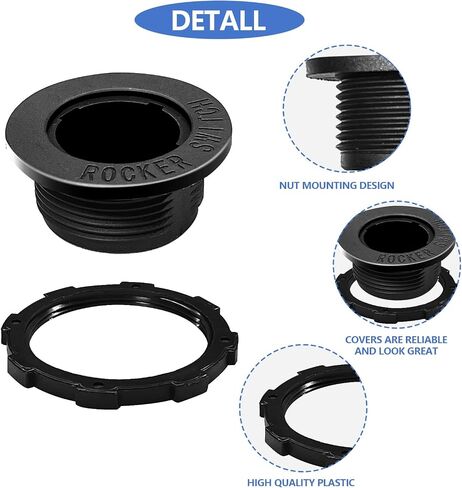 يمكن استخدام قذيفة مفتاح Round Rocker ، 6pcs ، قشرة عملية حقن الأسود ، مع مطابقة مفتاح دائري بقطر 20 مم ، مناسبة للبحرية والسيارة والسيارة و RV إلخ in Kuwait