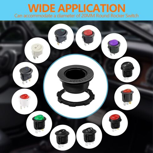 يمكن استخدام قذيفة مفتاح Round Rocker ، 6pcs ، قشرة عملية حقن الأسود ، مع مطابقة مفتاح دائري بقطر 20 مم ، مناسبة للبحرية والسيارة والسيارة و RV إلخ in Kuwait