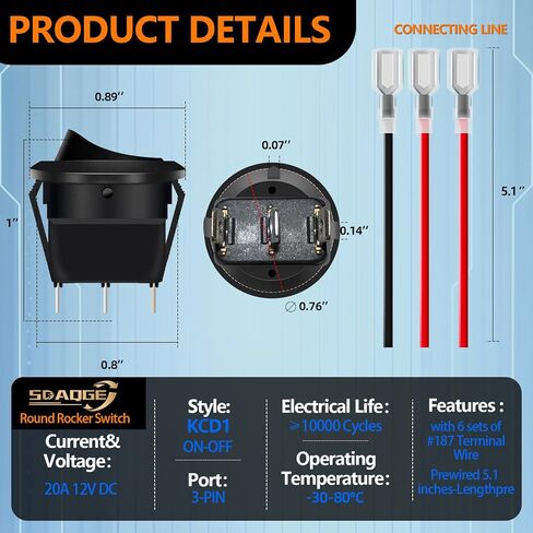 يمكن استخدام قذيفة مفتاح Round Rocker ، 6pcs ، قشرة عملية حقن الأسود ، مع مطابقة مفتاح دائري بقطر 20 مم ، مناسبة للبحرية والسيارة والسيارة و RV إلخ in Kuwait