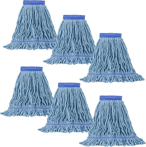 Commercial Mop Head Replacements, Industrial Mop Heads Blue Heavy Duty String Mopheads for Cleaning, Cotton Mophead Refill, Small Loop Mops, Moo String-Mop-Floor-Cleaning-Replacement (Pack of 6) in Saudi Arabia