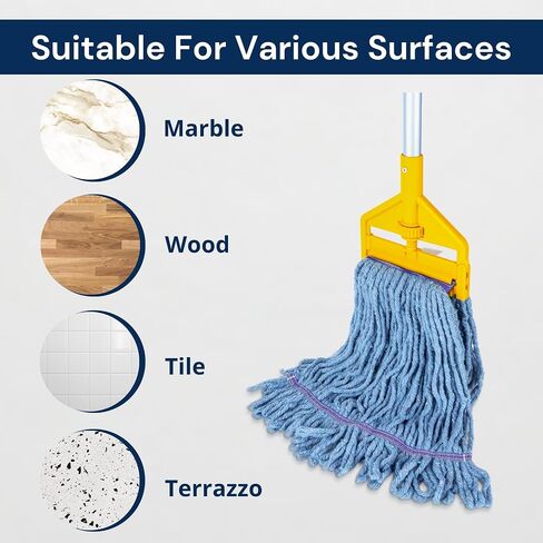 Commercial Mop Head Replacements, Industrial Mop Heads Blue Heavy Duty String Mopheads for Cleaning, Cotton Mophead Refill, Small Loop Mops, Moo String-Mop-Floor-Cleaning-Replacement (Pack of 6) in Saudi Arabia