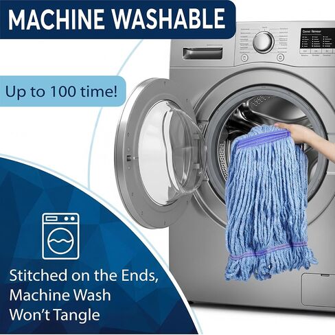 Commercial Mop Head Replacements, Industrial Mop Heads Blue Heavy Duty String Mopheads for Cleaning, Cotton Mophead Refill, Small Loop Mops, Moo String-Mop-Floor-Cleaning-Replacement (Pack of 6) in Saudi Arabia