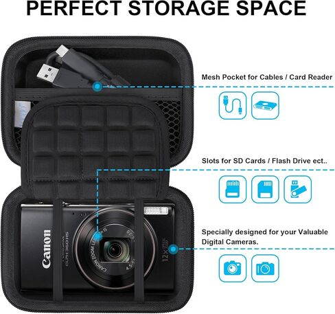 Lacdo Camera Carrying Case for Canon PowerShot ELPH 360/200/185/180/190/350, Sony Cyber-Shot DSC-W830/WX350/WX500/W810/W800 Digital Camera, Hard EVA Protective Camera Storage Trave Bag, Pink in Kuwait