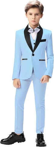 Boys Suit for Toddler Tuxedo Kids Formal Suits Set 5 Pieces Wedding Outfit in Kuwait