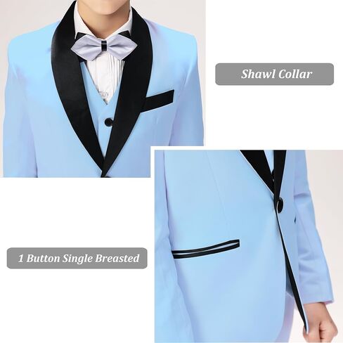 Boys Suit for Toddler Tuxedo Kids Formal Suits Set 5 Pieces Wedding Outfit in Kuwait