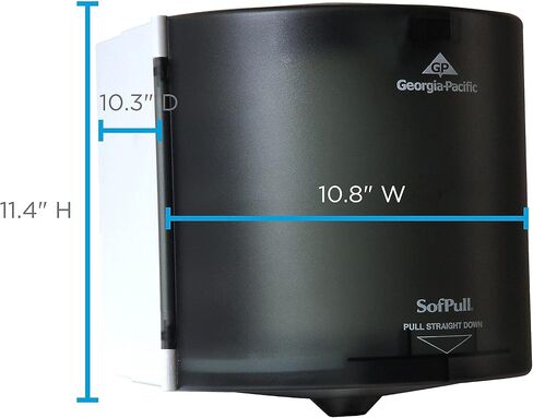 SofPull Large High-Capacity Centerpull Paper Towel Dispenser by GP PRO (Georgia-Pacific), Translucent Smoke, 58201, 1 Dispenser, 10.875" W x 10.375" D x 11.5" H in Saudi Arabia