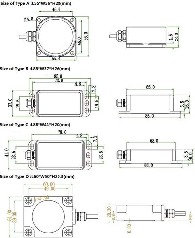 Waterproof High Accuracy Single Axis Inclinometer Angle Sensor Tilt Sensor Measure Range ±15°-±60°(Mqjd45-a-d) in Kuwait
