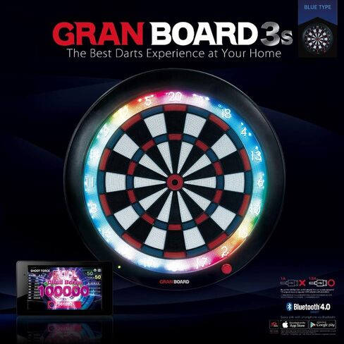 Gran Board 3S LED Bluetooth Dartboard (الأزرق) مع قوس خاص in Saudi Arabia