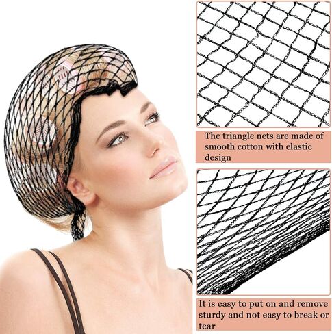 WILLBOND 8 Pcs Cotton Triangle Hair Net for Rollers, Women Mesh Hair Net Setting for Sleeping, 35 x 35 x 57 Inches, Black in Saudi Arabia
