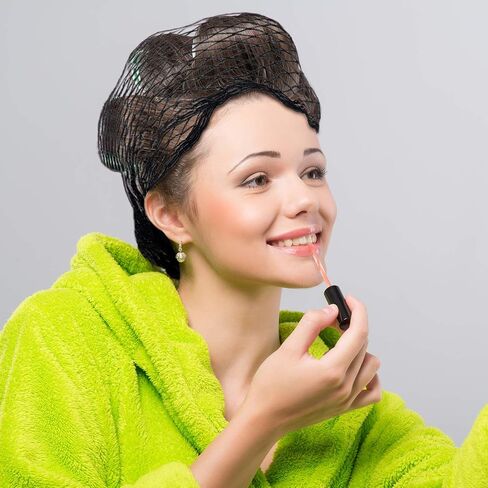 WILLBOND 8 Pcs Cotton Triangle Hair Net for Rollers, Women Mesh Hair Net Setting for Sleeping, 35 x 35 x 57 Inches, Black in Saudi Arabia