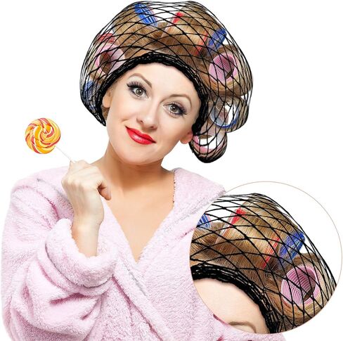 WILLBOND 8 Pcs Cotton Triangle Hair Net for Rollers, Women Mesh Hair Net Setting for Sleeping, 35 x 35 x 57 Inches, Black in Saudi Arabia