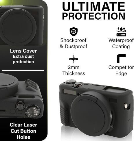 علبة الكاميرا لـ Canon G7X Mark II - غطاء الجلد الواقي من السيليكون DSLR ، قفص قابلة للفصل ، مقاوم للصدمات ، مقاوم للغبار (أسود) in Saudi Arabia