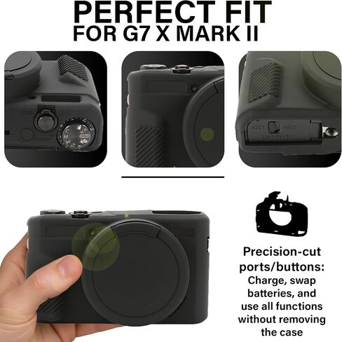 علبة الكاميرا لـ Canon G7X Mark II - غطاء الجلد الواقي من السيليكون DSLR ، قفص قابلة للفصل ، مقاوم للصدمات ، مقاوم للغبار (أسود) in Saudi Arabia