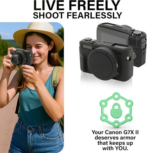 علبة الكاميرا لـ Canon G7X Mark II - غطاء الجلد الواقي من السيليكون DSLR ، قفص قابلة للفصل ، مقاوم للصدمات ، مقاوم للغبار (أسود) in Saudi Arabia