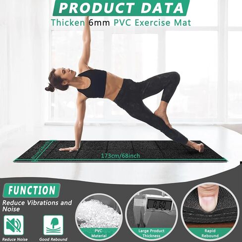 حصيرة حلقة مفرغة قابلة للطي لأرضيات السجاد - 68 "x24" 1/4 "حصيرة معدات تمرين سميكة ، حامي الحد من الضوضاء مع امتصاص الصدمات لصالة الألعاب الرياضية المنزلية والتدريبات الداخلية in Kuwait