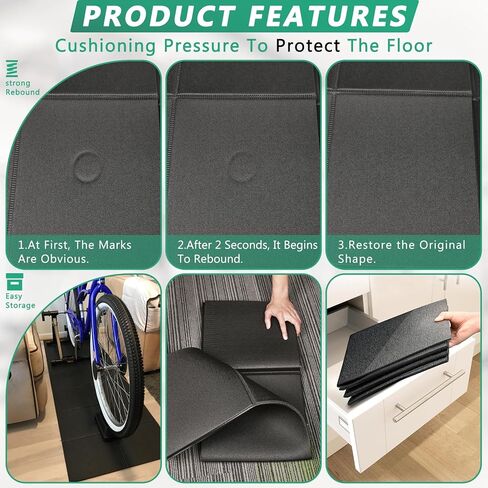 حصيرة حلقة مفرغة قابلة للطي لأرضيات السجاد - 68 "x24" 1/4 "حصيرة معدات تمرين سميكة ، حامي الحد من الضوضاء مع امتصاص الصدمات لصالة الألعاب الرياضية المنزلية والتدريبات الداخلية in Kuwait