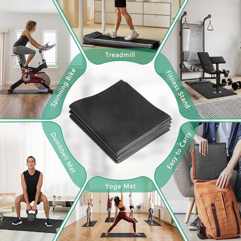 حصيرة حلقة مفرغة قابلة للطي لأرضيات السجاد - 68 "x24" 1/4 "حصيرة معدات تمرين سميكة ، حامي الحد من الضوضاء مع امتصاص الصدمات لصالة الألعاب الرياضية المنزلية والتدريبات الداخلية in Kuwait