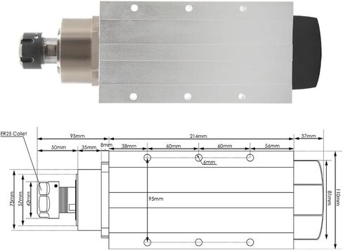 3.5kw ER25 air Cooled Spindle CNC Motor 4 Bearing Ceramic Ball 220v / 380v and 3.7kw VFD/Inverter(380v) in Kuwait