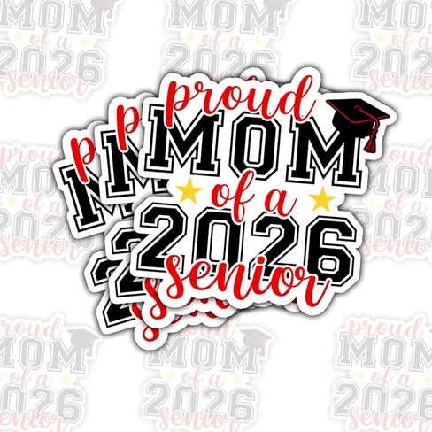 3Pcs Proud Mom of A 2025 Senior Sticker, Mother of College or High School Graduate, School Pride Decal for Laptop Water Bottle Phone Case Car Window Helmet Vinyl Stickers 3"x3" in Saudi Arabia