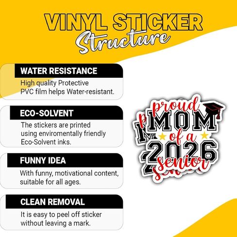 3Pcs Proud Mom of A 2025 Senior Sticker, Mother of College or High School Graduate, School Pride Decal for Laptop Water Bottle Phone Case Car Window Helmet Vinyl Stickers 3"x3" in Saudi Arabia