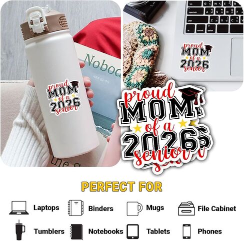 3Pcs Proud Mom of A 2025 Senior Sticker, Mother of College or High School Graduate, School Pride Decal for Laptop Water Bottle Phone Case Car Window Helmet Vinyl Stickers 3"x3" in Saudi Arabia