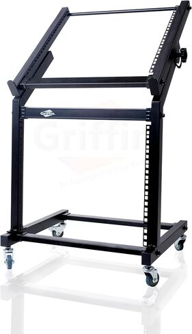 GRIFFIN 19U Rack Mount Rolling Stand (StudioZ PROSteel Series) & Adjustable Mixer Platform Rails – Cart Holder for Audio Music Recording Cabinet – Stage Equipment DJ Gear Storage Case for Amplifier in Saudi Arabia
