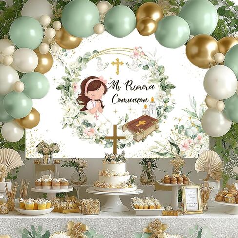 Mocsicka 7x5ft mi primera comunion خلفية Greeney God Gud Build for Boys First Compleint Holy Complish Decorations Mi Bautizo تعميد الخلفية in Kuwait