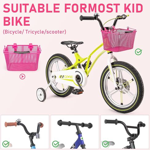Kids Bike Basket - Front Bicycle Bike Basket for Boys and Girls - Bike Baskets with Adjustable PU Straps, Suitable for Most Children's Bicycles and Kids Tricycles in Saudi Arabia