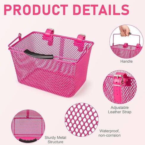 Kids Bike Basket - Front Bicycle Bike Basket for Boys and Girls - Bike Baskets with Adjustable PU Straps, Suitable for Most Children's Bicycles and Kids Tricycles in Saudi Arabia