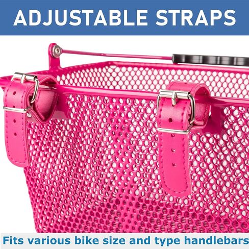 Kids Bike Basket - Front Bicycle Bike Basket for Boys and Girls - Bike Baskets with Adjustable PU Straps, Suitable for Most Children's Bicycles and Kids Tricycles in Saudi Arabia